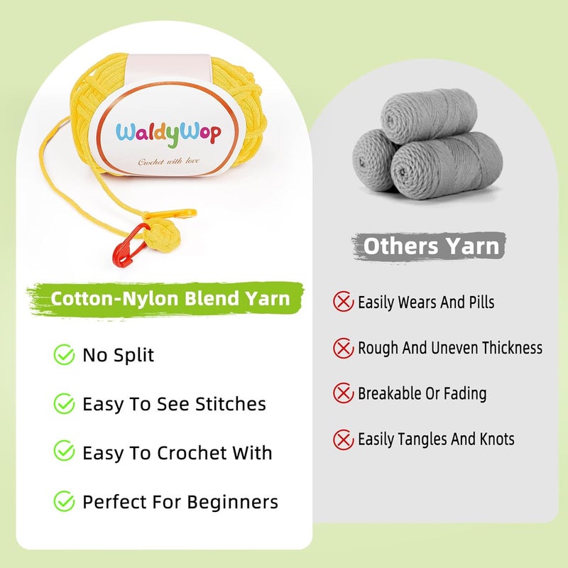WaldyWop Wobbles Crochet Kit for Beginners: Ideal Gifts for Women w/Positive Card - Easy Craft Kits for Starter Adults w/40% Extra Soft Yarn, Step-by-Step Video Tutorials, Corn Crochet Pattern - Image 3